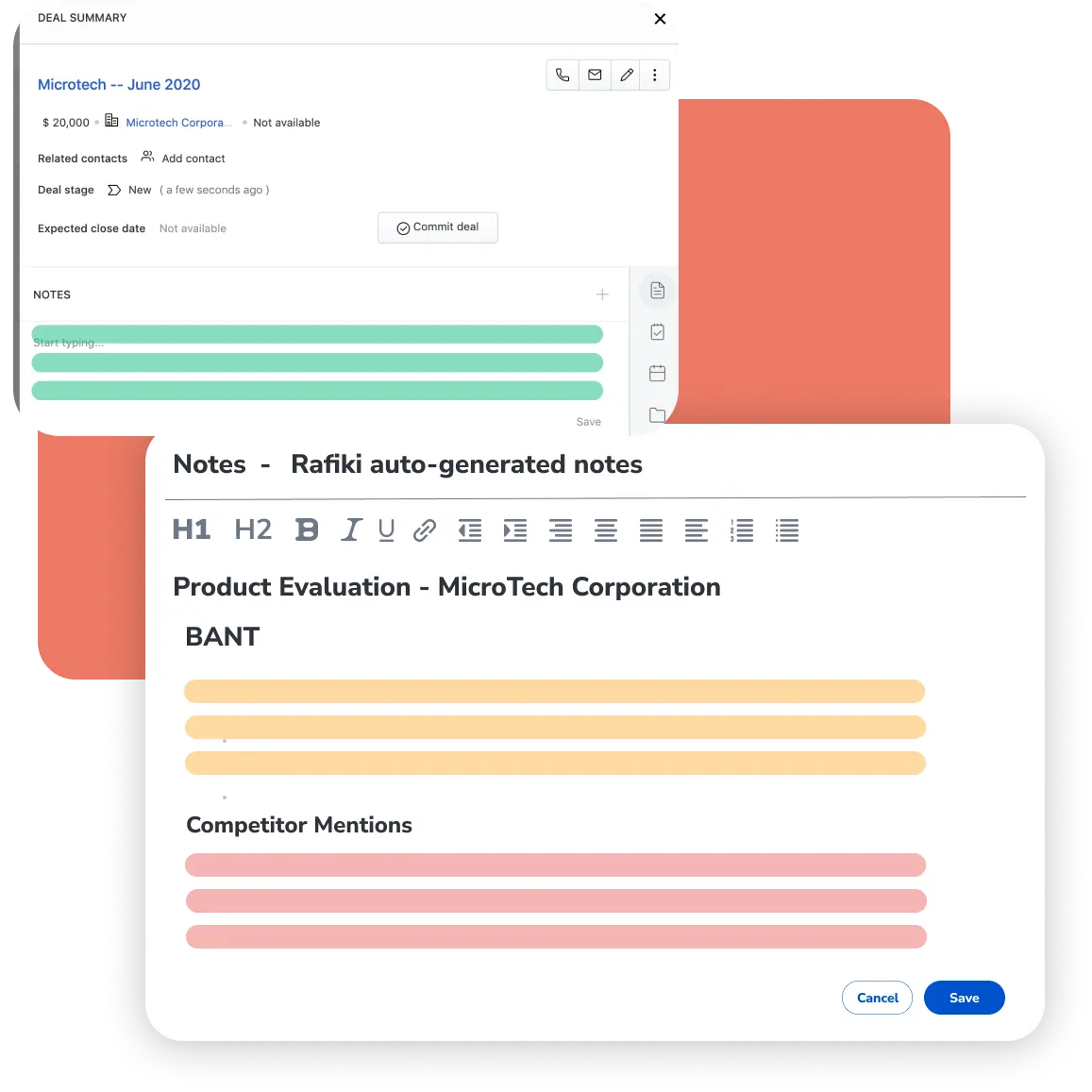 topic based meeting notes pushed to CRM