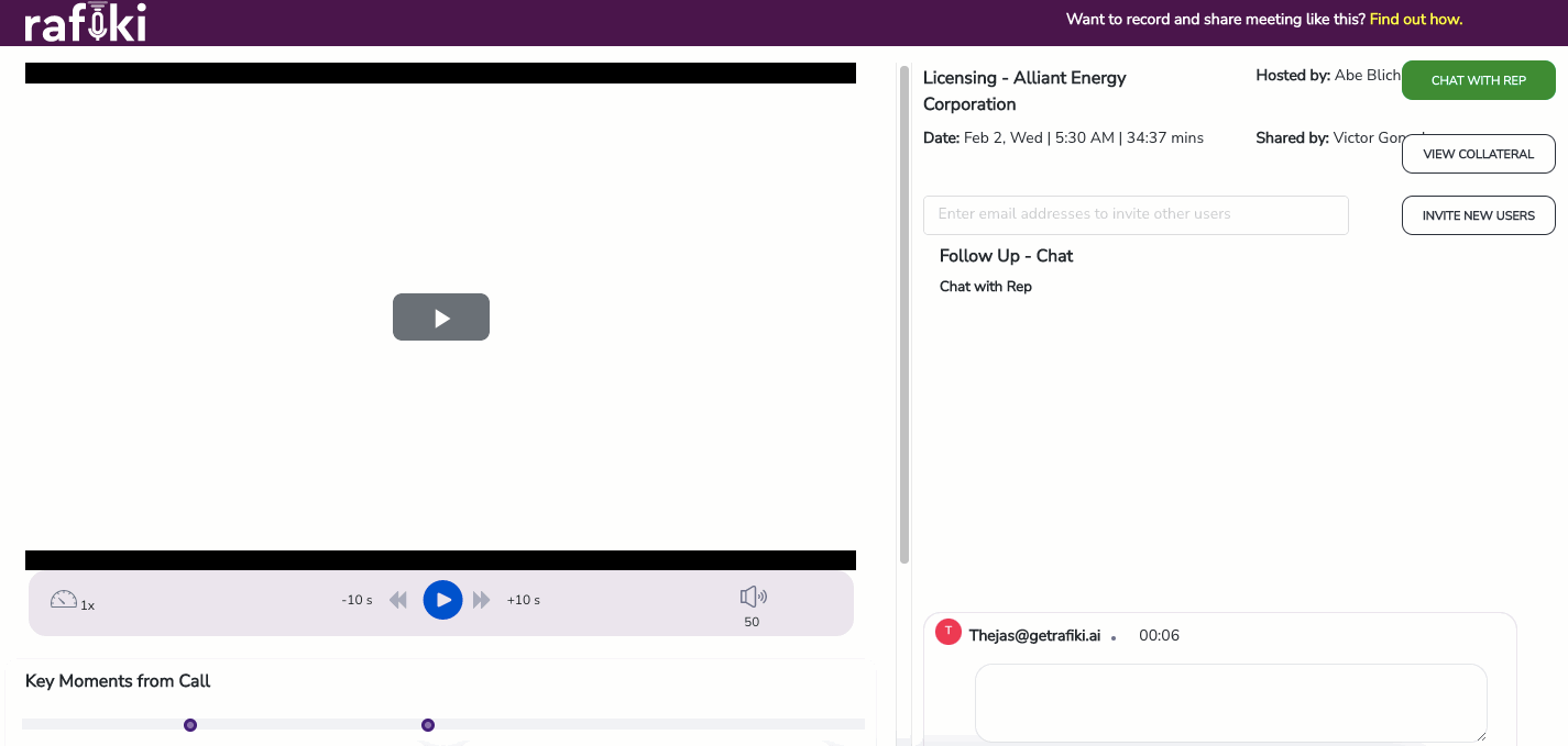 Follow up with Live chat with prospect