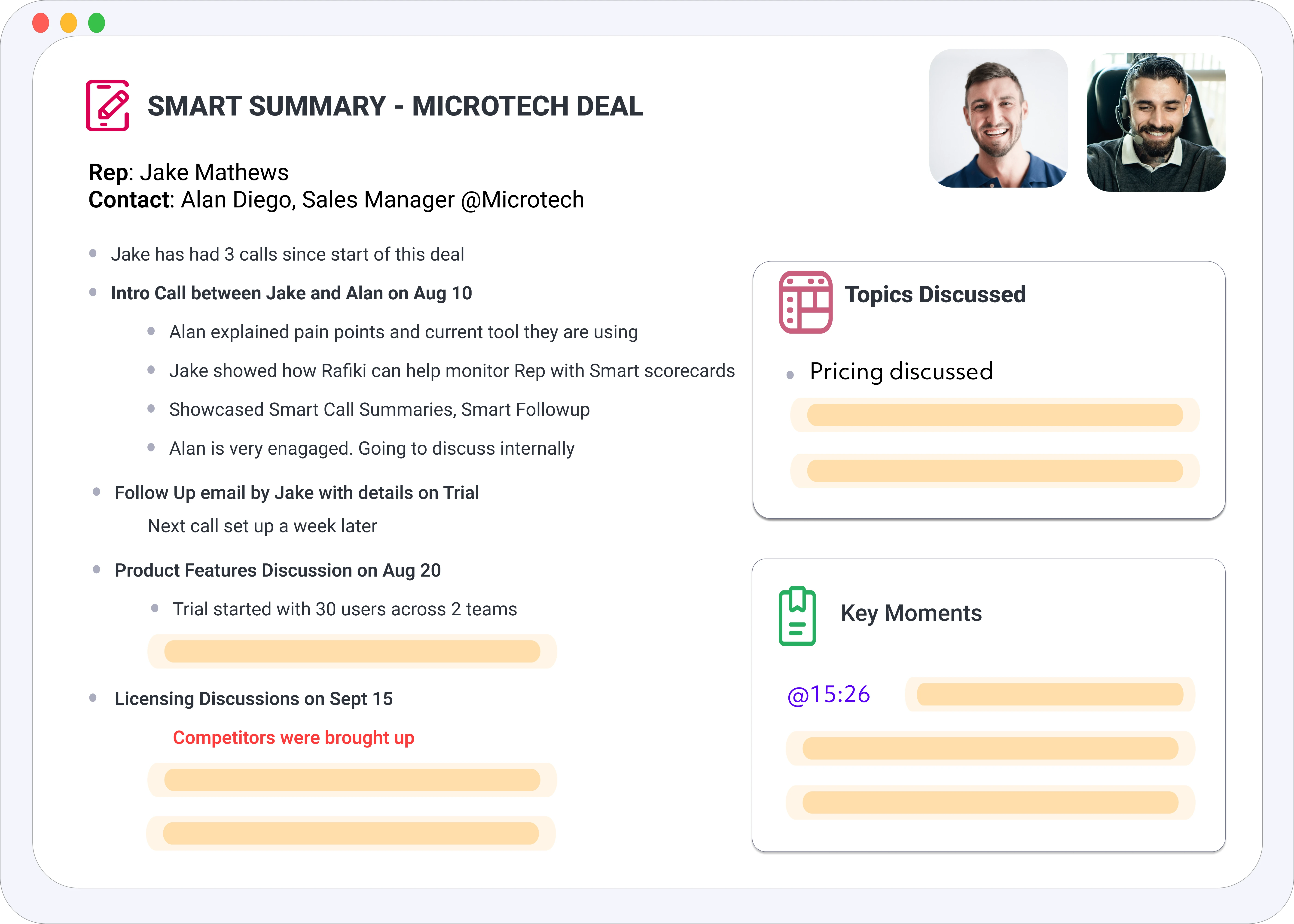 SMART CALL summary with Rafiki