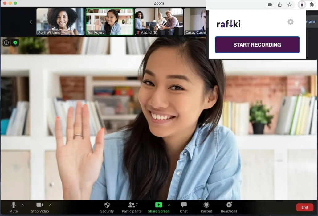 Record with Rafiki Chrome Extension