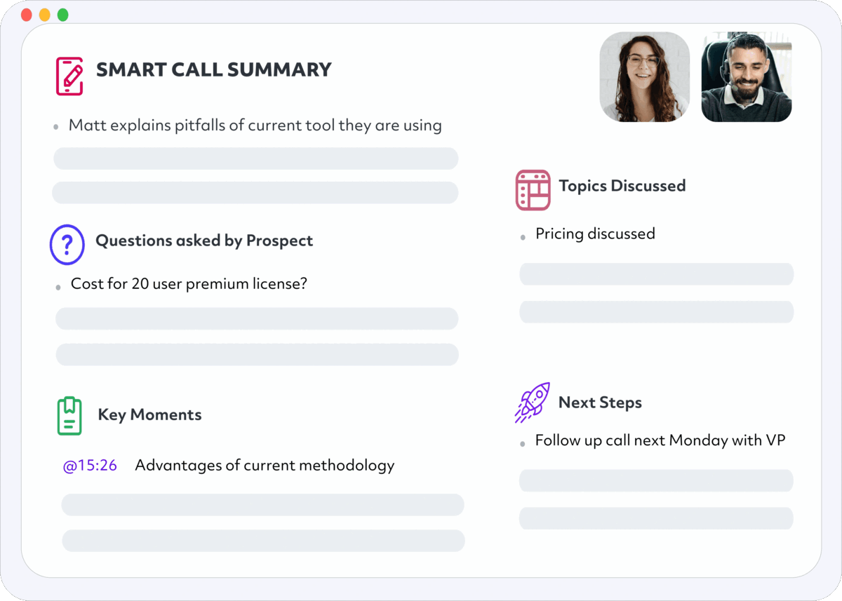Rafiki's Generative features include Smart Call Summaries, Smart Followup and Smart Call Coaching