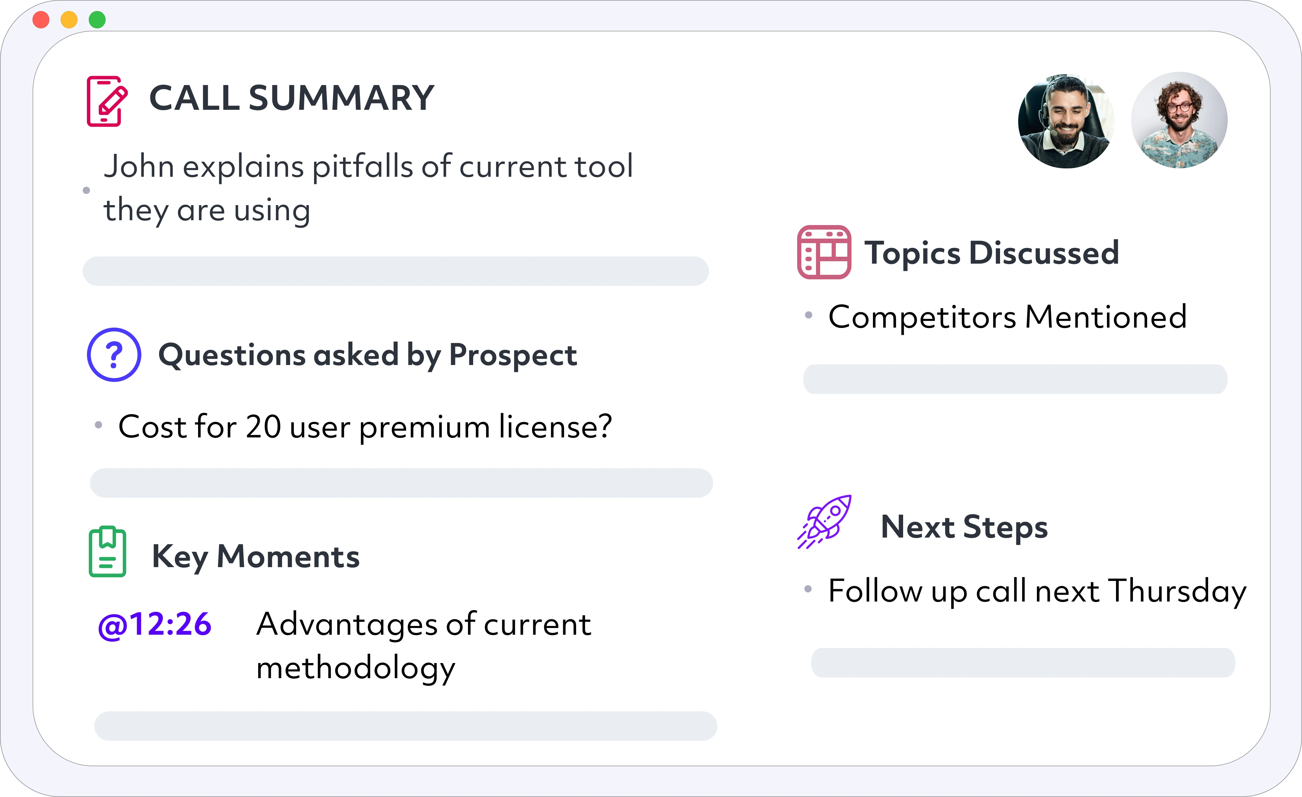 Call summary with Rafiki